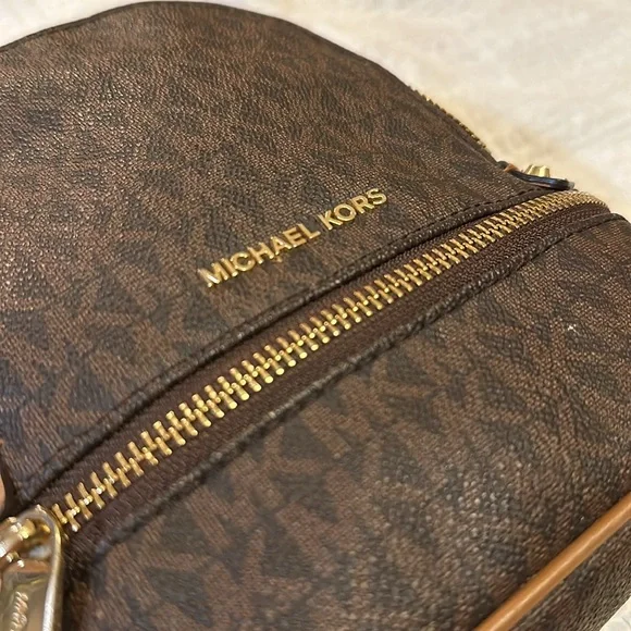 Brown and tan mini backpack. Used - Picture 2 of 5